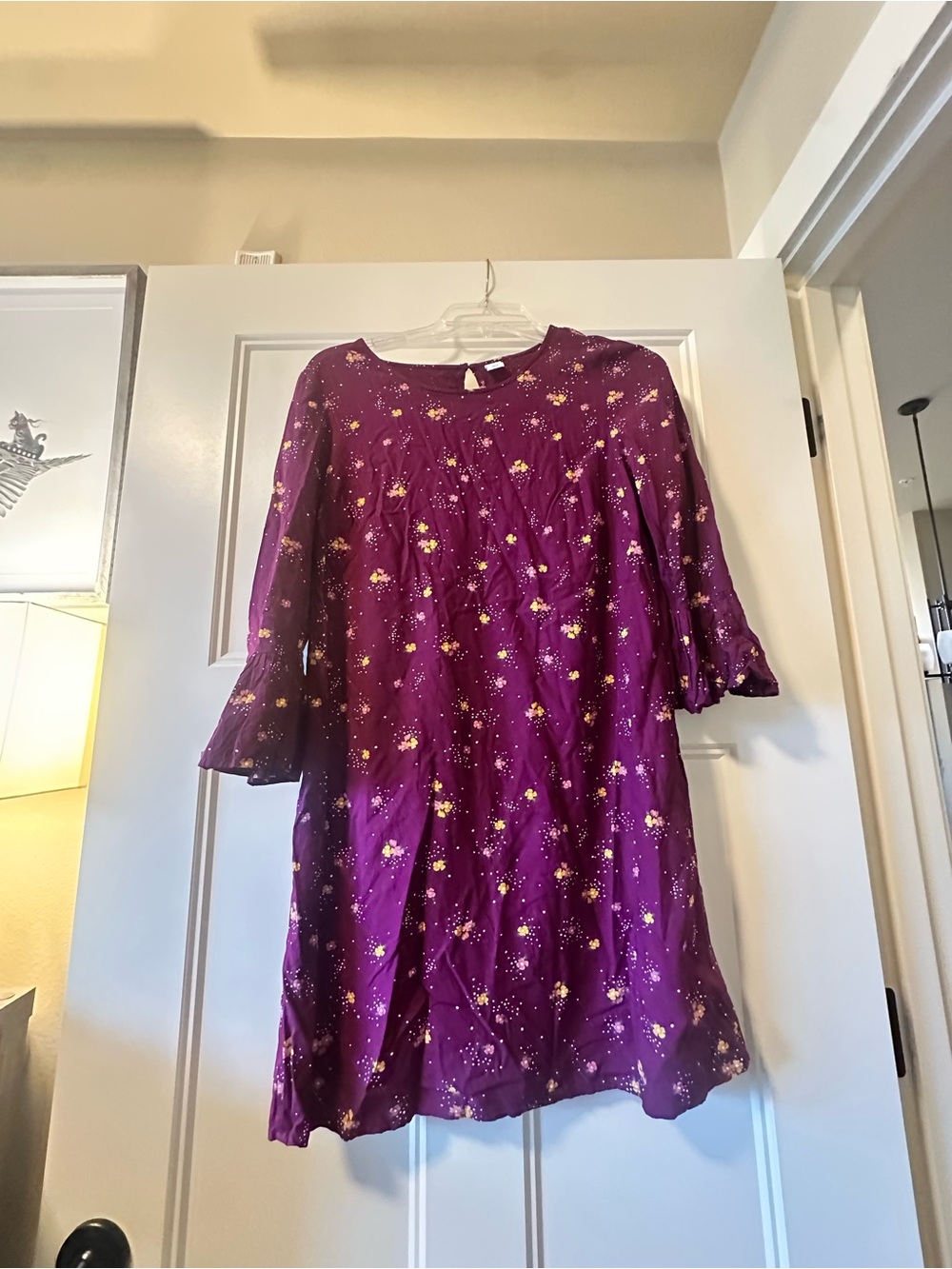 Old Navy Purple Floral Bell-Sleeve Casual Dress